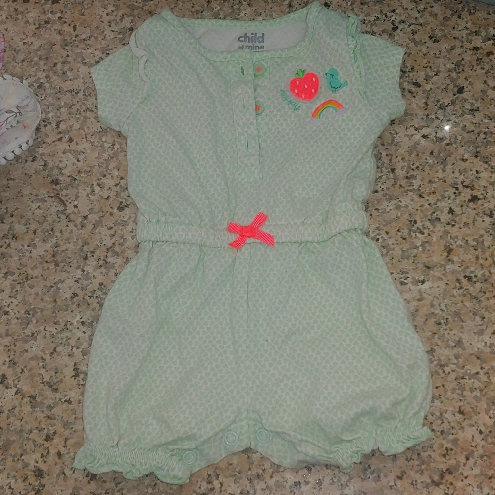 carters 0-3 month romper blue heart pattern like new